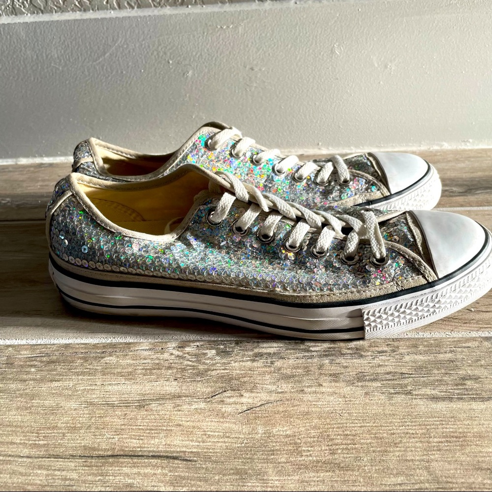 Converse sneakers- silver sparkly version
